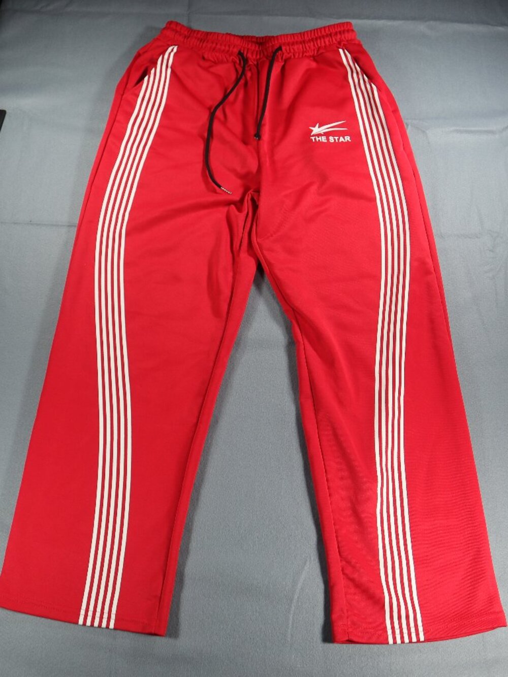Red/White Wide Leg Baggy Y2K Streetwear Sweatpants White Stripes Small Manfinity
